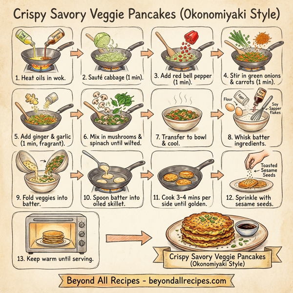 Crispy Savory Veggie Pancakes (Okonomiyaki Style) instructions