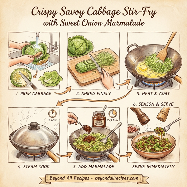 Crispy Savoy Cabbage Stir-Fry with Sweet Onion Marmalade instructions