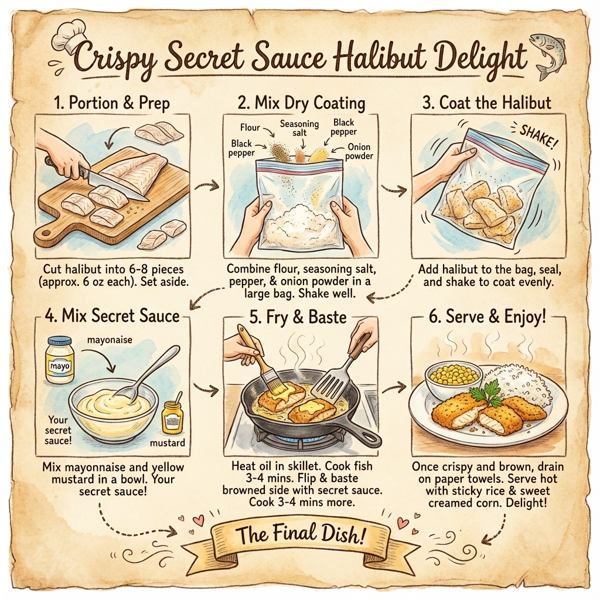 Crispy Secret Sauce Halibut Delight instructions