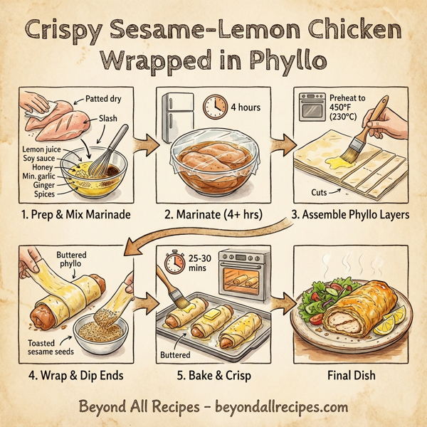 Crispy Sesame-Lemon Chicken Wrapped in Phyllo instructions