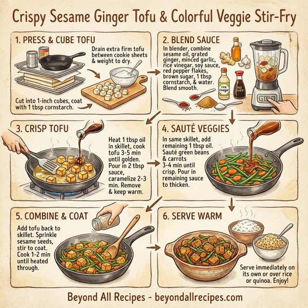 Crispy Sesame Ginger Tofu & Colorful Veggie Stir-Fry instructions