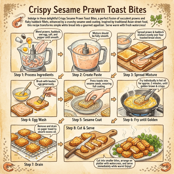 Crispy Sesame Prawn Toast Bites instructions