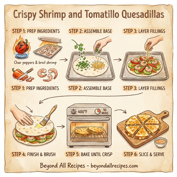 Crispy Shrimp and Tomatillo Quesadillas instructions
