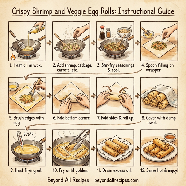 Crispy Shrimp and Veggie Egg Rolls instructions