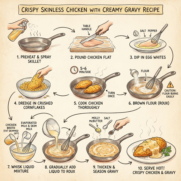 Crispy Skinless Chicken with Creamy Gravy instructions