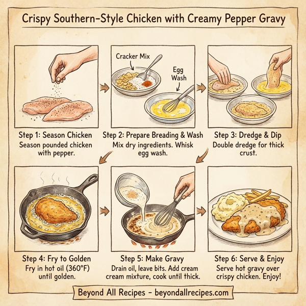 Crispy Southern-Style Chicken with Creamy Pepper Gravy instructions