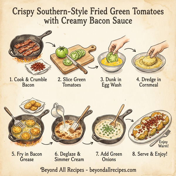 Crispy Southern-Style Fried Green Tomatoes with Creamy Bacon Sauce instructions