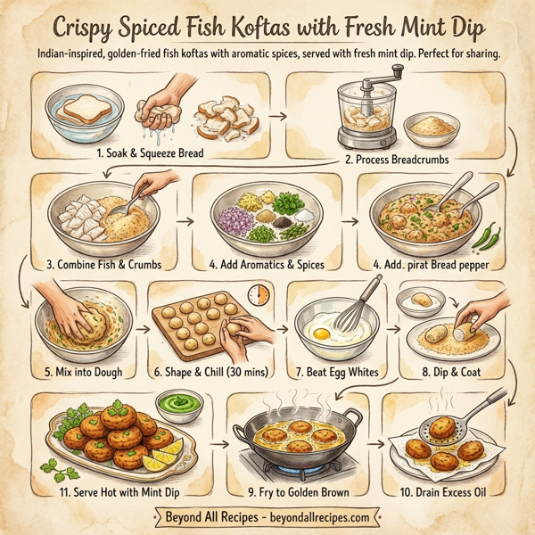 Crispy Spiced Fish Koftas with Fresh Mint Dip instructions