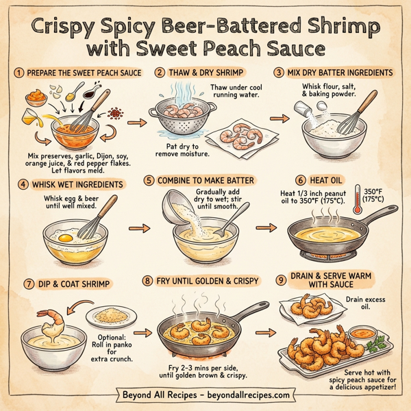 Crispy Spicy Beer-Battered Shrimp with Sweet Peach Sauce instructions
