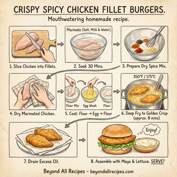 Crispy Spicy Chicken Fillet Burgers instructions