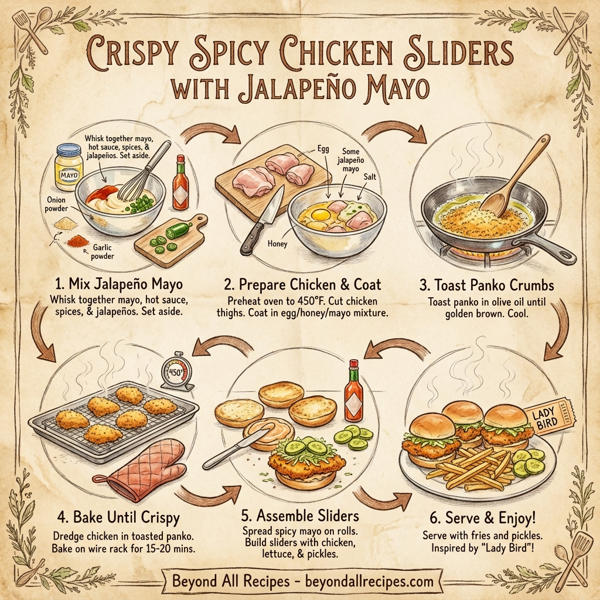 Crispy Spicy Chicken Sliders with Jalapeño Mayo instructions