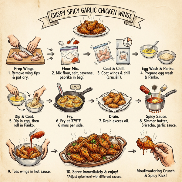 Crispy Spicy Garlic Chicken Wings instructions