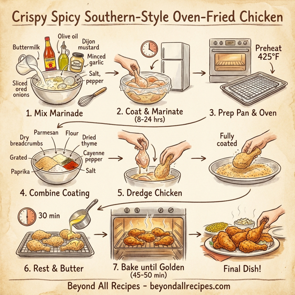 Crispy Spicy Southern-Style Oven-Fried Chicken instructions