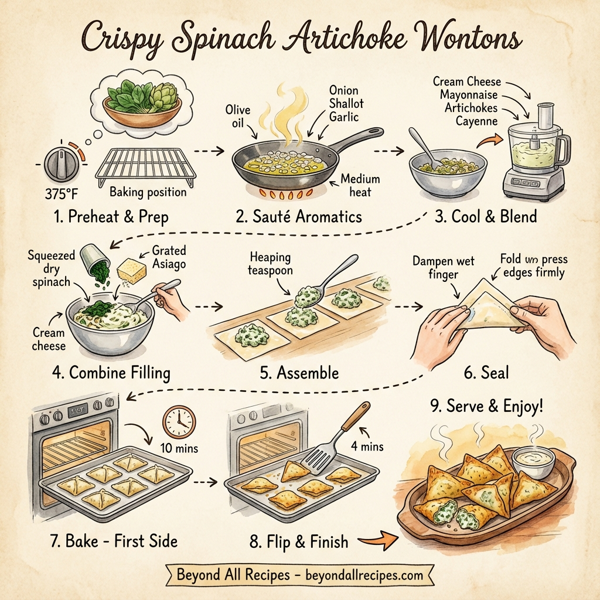 Crispy Spinach Artichoke Wontons instructions