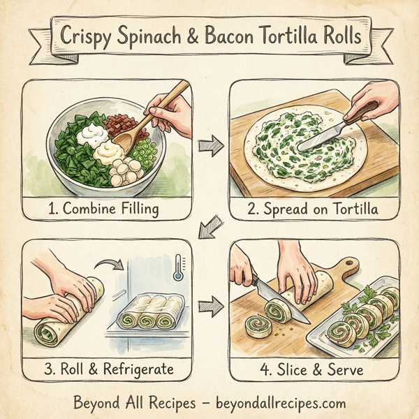 Crispy Spinach and Bacon Tortilla Rolls instructions