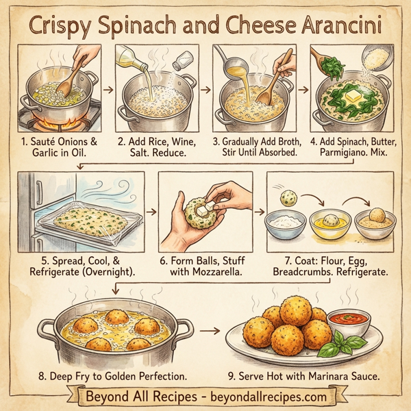 Crispy Spinach and Cheese Arancini instructions
