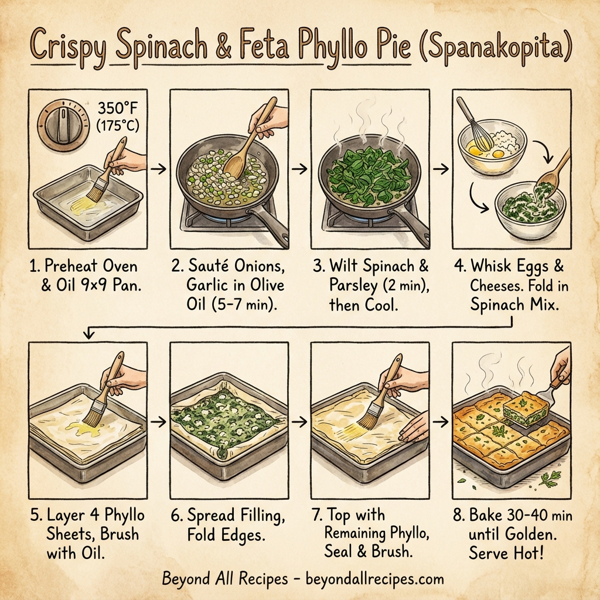 Crispy Spinach and Feta Phyllo Pie instructions