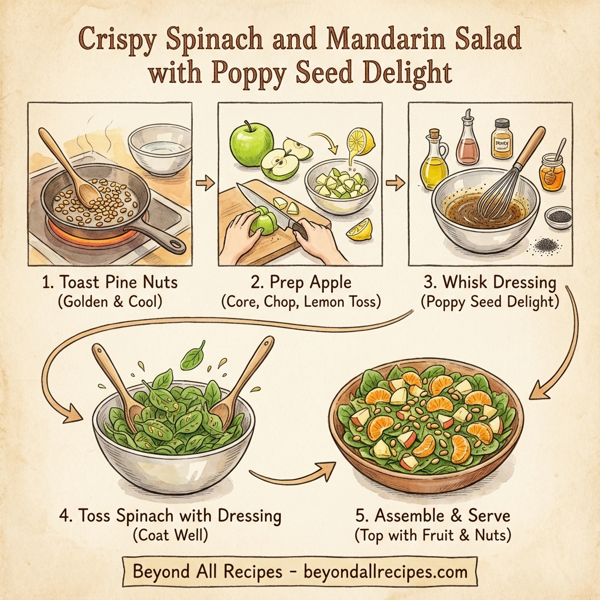 Crispy Spinach and Mandarin Salad with Poppy Seed Delight instructions