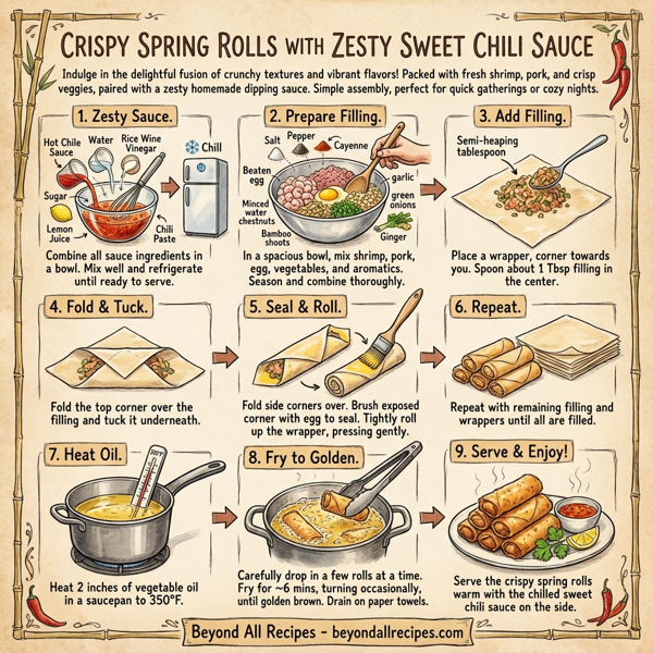 Crispy Spring Rolls with Zesty Sweet Chili Sauce instructions