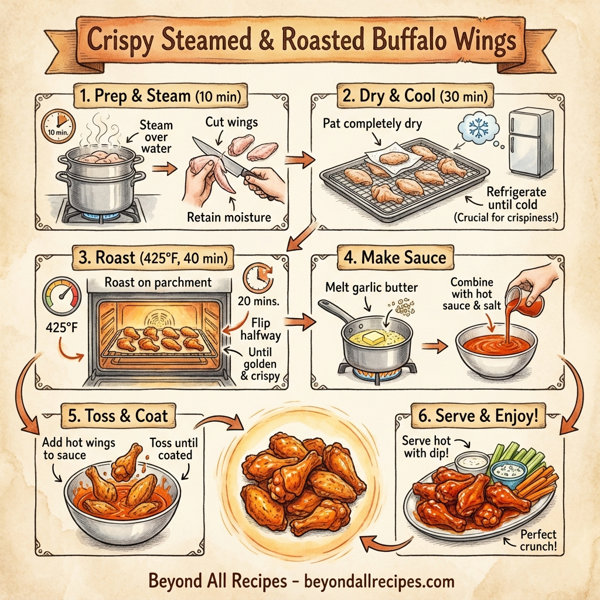 Crispy Steamed and Roasted Buffalo Wings instructions