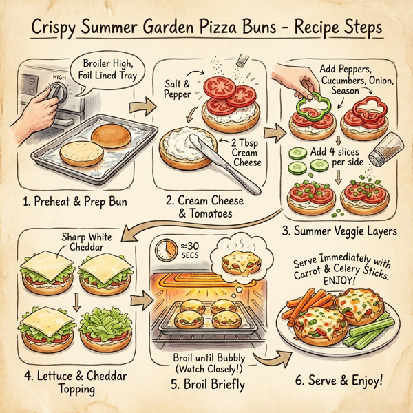 Crispy Summer Garden Pizza Buns instructions
