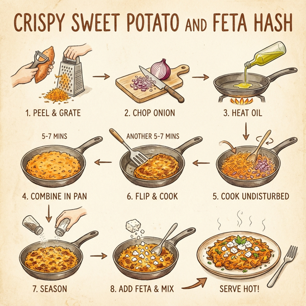 Crispy Sweet Potato and Feta Hash instructions