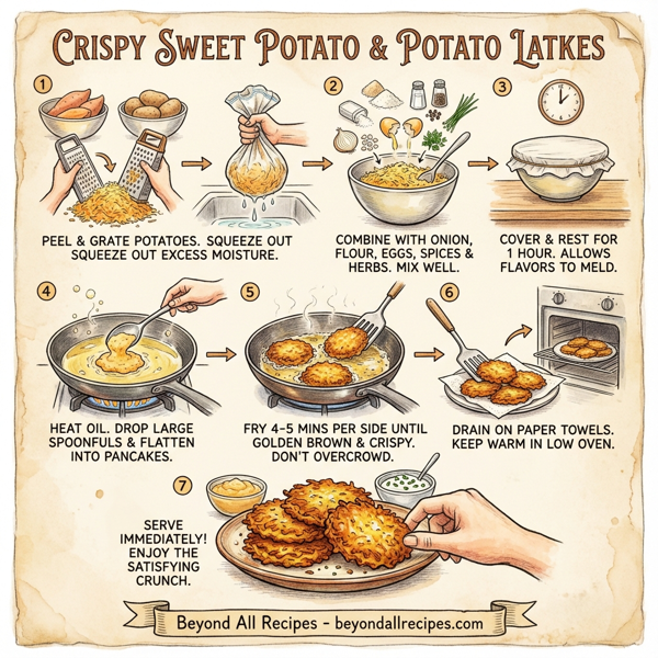 Crispy Sweet Potato and Potato Latkes instructions