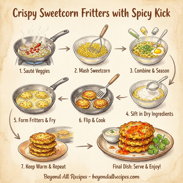 Crispy Sweetcorn Fritters with Spicy Kick instructions