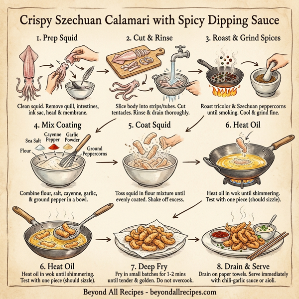 Crispy Szechuan Calamari with Spicy Dipping Sauce instructions