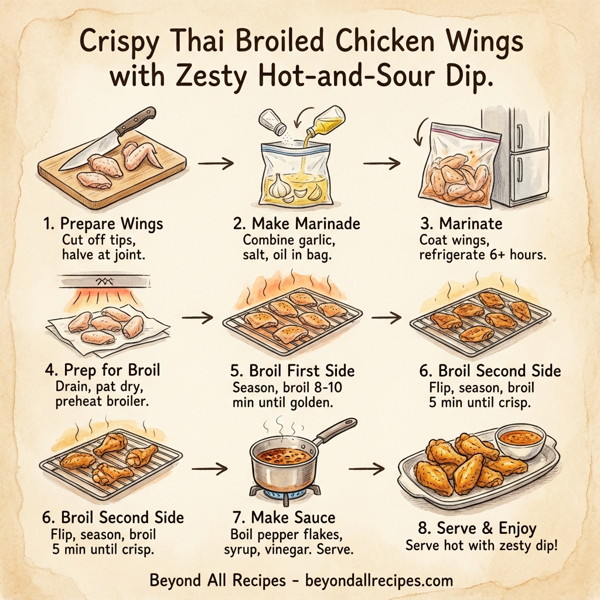 Crispy Thai Broiled Chicken Wings with Zesty Hot-and-Sour Dip instructions
