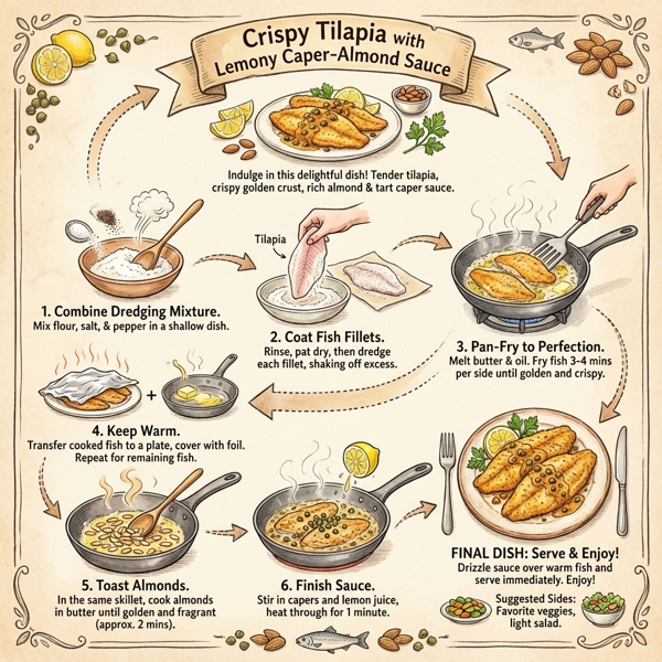 Crispy Tilapia with Lemony Caper-Almond Sauce instructions