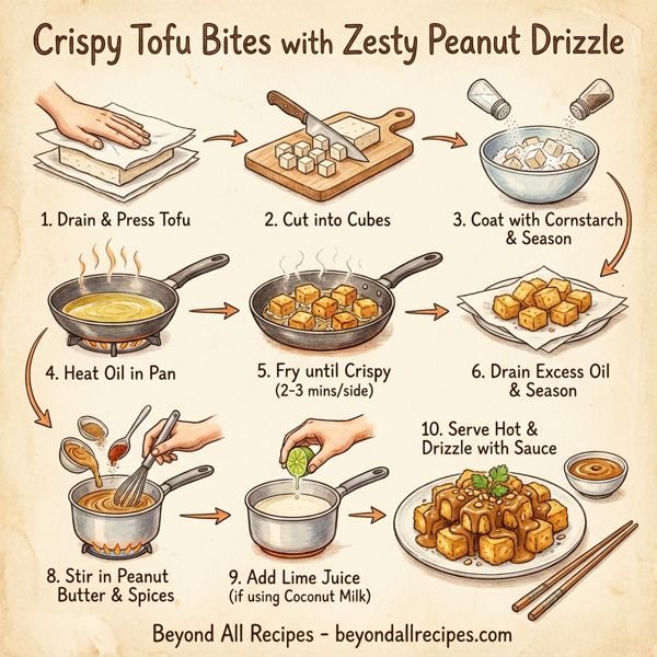 Crispy Tofu Bites with Zesty Peanut Drizzle instructions
