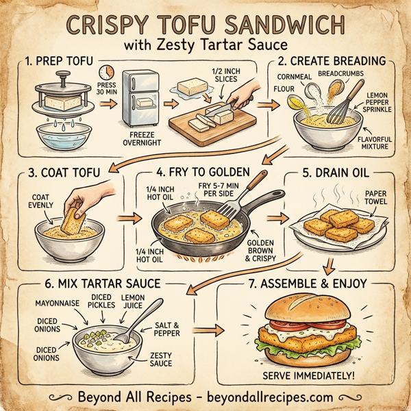 Crispy Tofu Sandwich with Zesty Tartar Sauce instructions