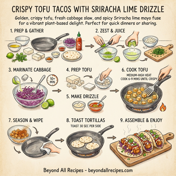 Crispy Tofu Tacos with Sriracha Lime Drizzle instructions