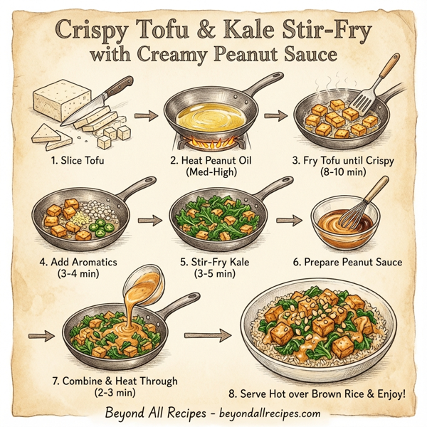 Crispy Tofu and Kale Stir-Fry with Creamy Peanut Sauce instructions