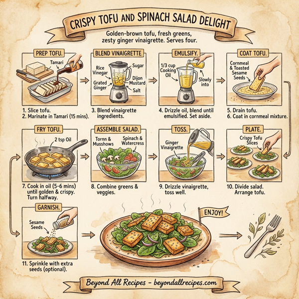 Crispy Tofu and Spinach Salad Delight instructions