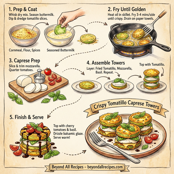 Crispy Tomatillo Caprese Towers instructions