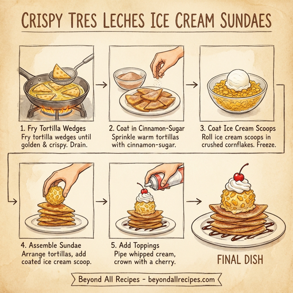 Crispy Tres Leches Ice Cream Sundaes instructions
