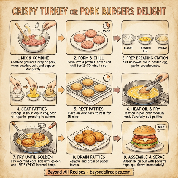 Crispy Turkey or Pork Burgers Delight instructions
