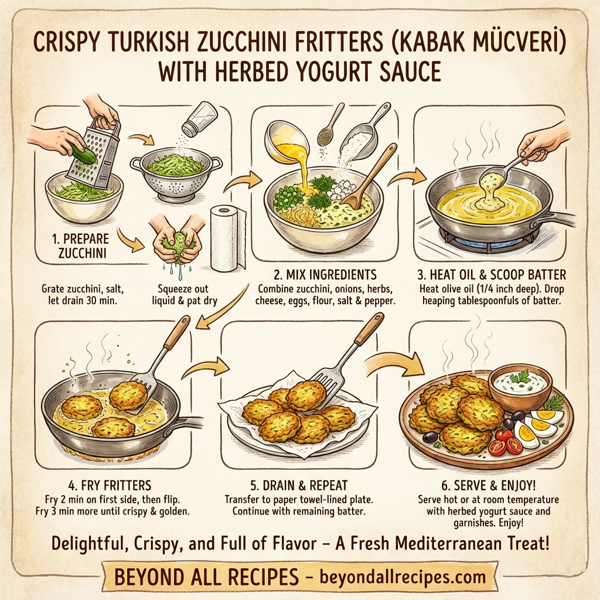 Crispy Turkish Zucchini Fritters with Herbed Yogurt Sauce instructions