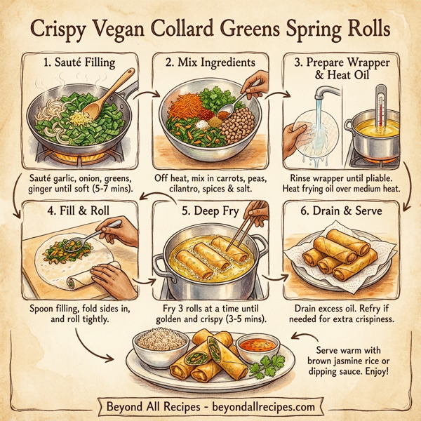 Crispy Vegan Collard Greens Spring Rolls instructions