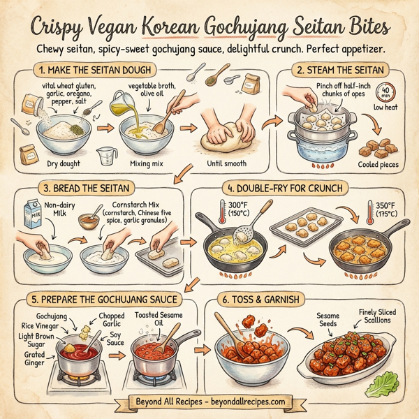 Crispy Vegan Korean Gochujang Seitan Bites instructions