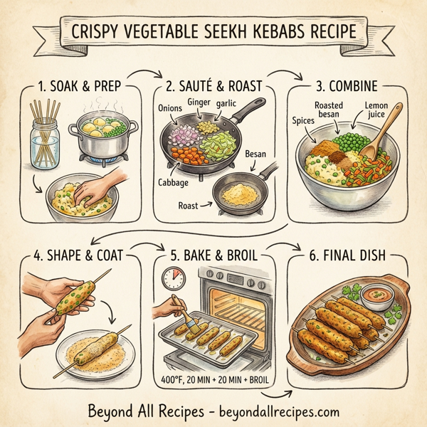 Crispy Vegetable Seekh Kebabs instructions