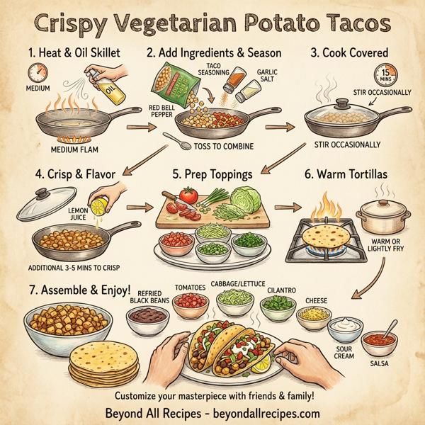 Crispy Vegetarian Potato Tacos with Fresh Toppings instructions