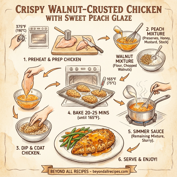 Crispy Walnut-Crusted Chicken with Sweet Peach Glaze instructions