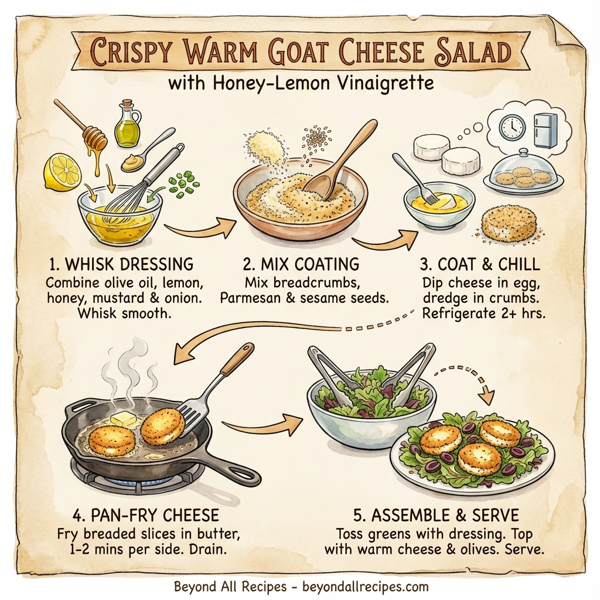 Crispy Warm Goat Cheese Salad with Honey-Lemon Vinaigrette instructions