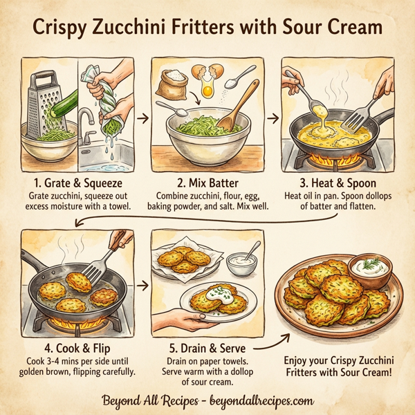 Crispy Zucchini Fritters with Sour Cream instructions