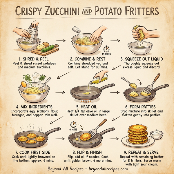 Crispy Zucchini and Potato Fritters with Light Sour Cream instructions