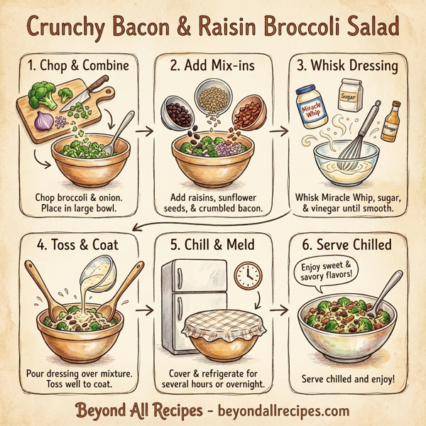Crunchy Bacon & Raisin Broccoli Salad instructions