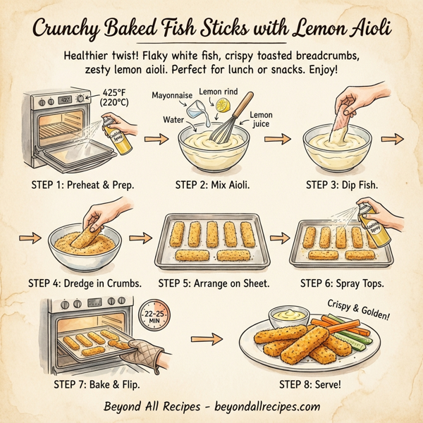 Crunchy Baked Fish Sticks with Lemon Aioli instructions